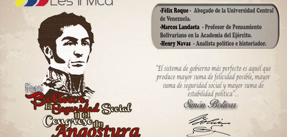 Foro: «Bolívar, la Seguridad Social y el Congreso de Angostura» este 14 de febrero en la TSS